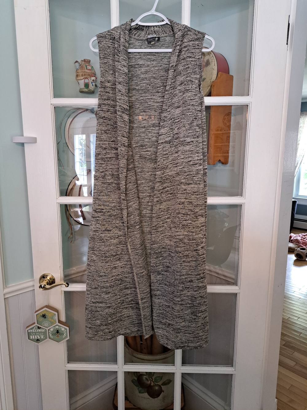 ❤️5/$25❤️Essentials Sleeveless Open-Front Knit Duster - Heather Gray